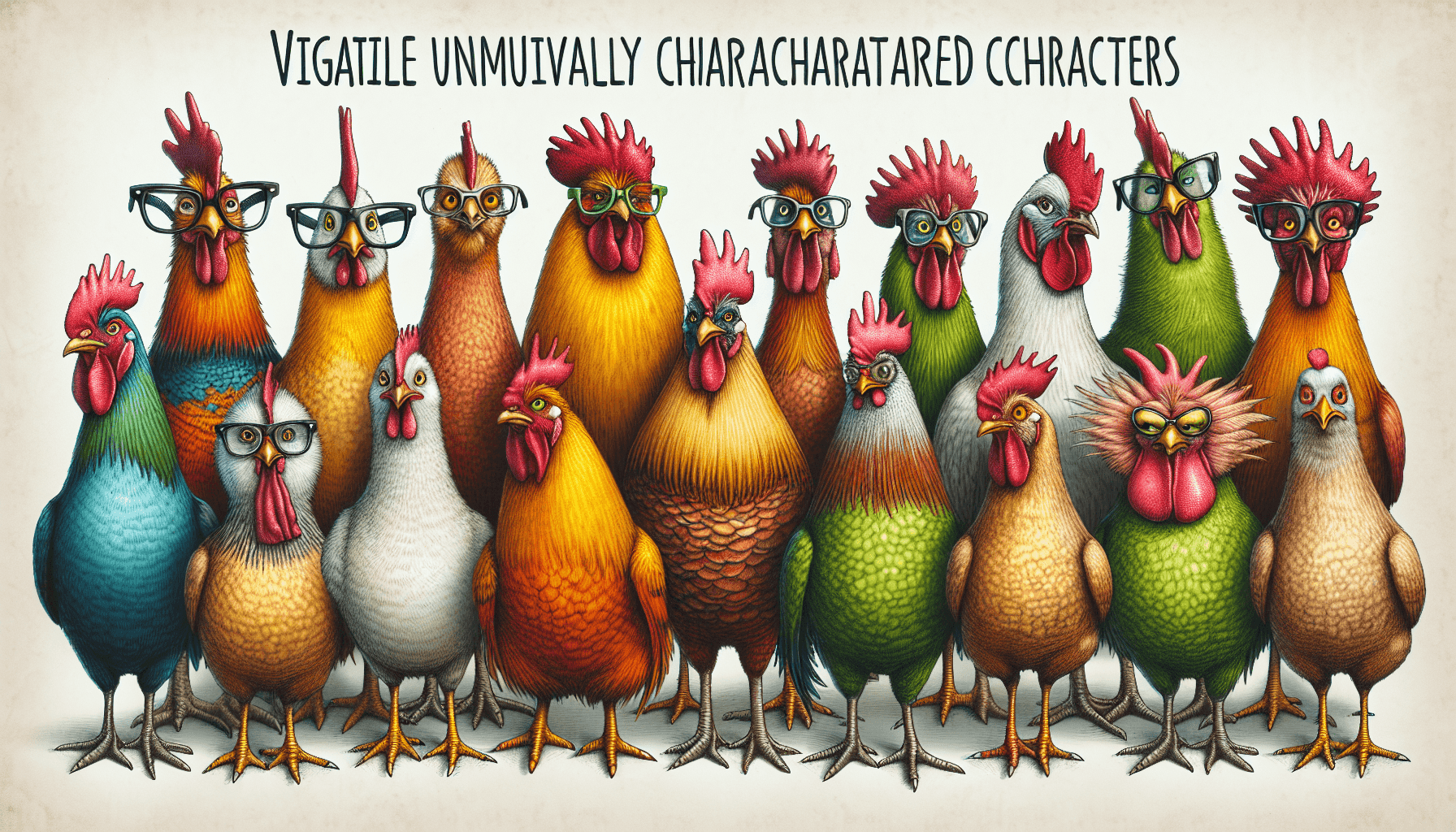 Quirky chicken characters