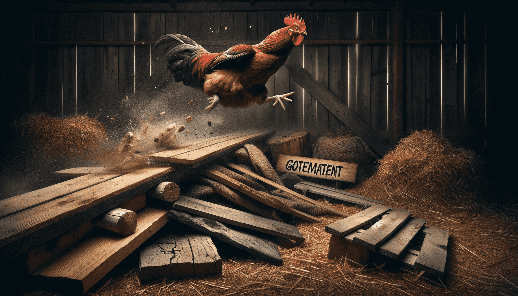 Chicken jumping over obstacles